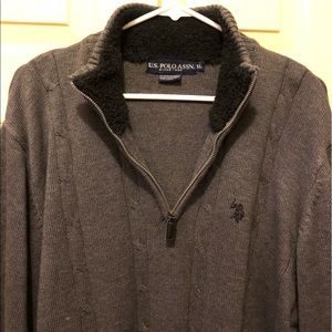 U.S. Polo ASSN. dark gray Ribbed 1/4 zip up